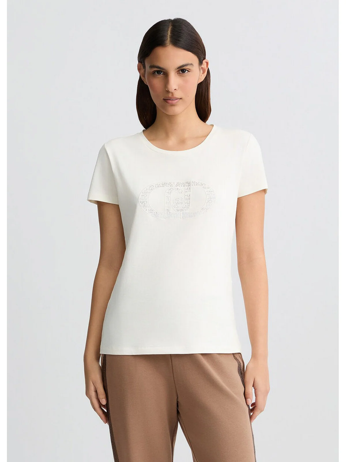 LIU JO SPORT T-shirt Donna  TA5173JS003 M9294 White milk/monogram - Image 7