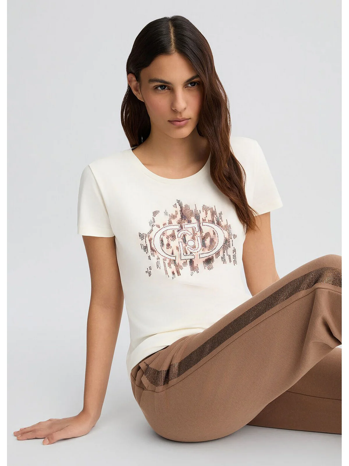 LIU JO SPORT T-shirt Donna  TA5173JS003 M9514 Wh.milk/macula moro - Image 3