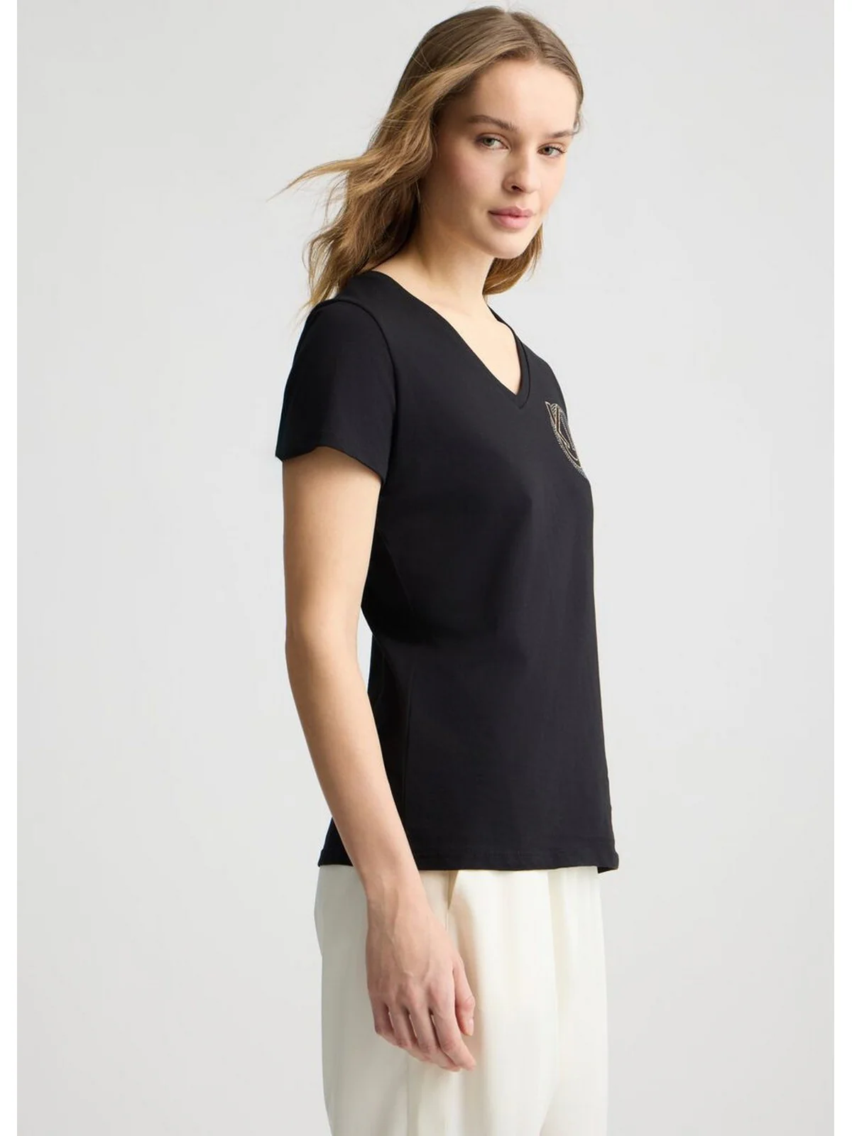 LIU JO SPORT T-shirt Donna  TA5179J6040 M9178 Nero LJ circle - Image 4