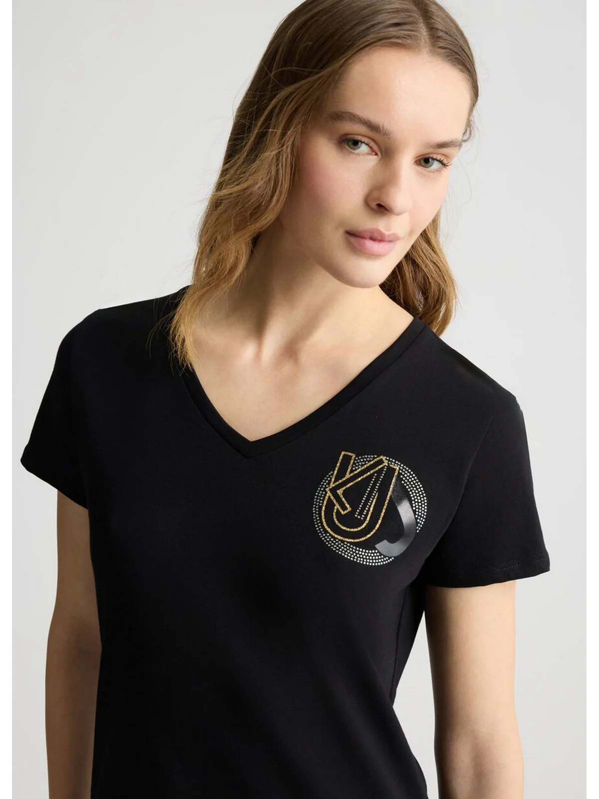 LIU JO SPORT T-shirt Donna  TA5179J6040 M9178 Nero LJ circle - Image 5