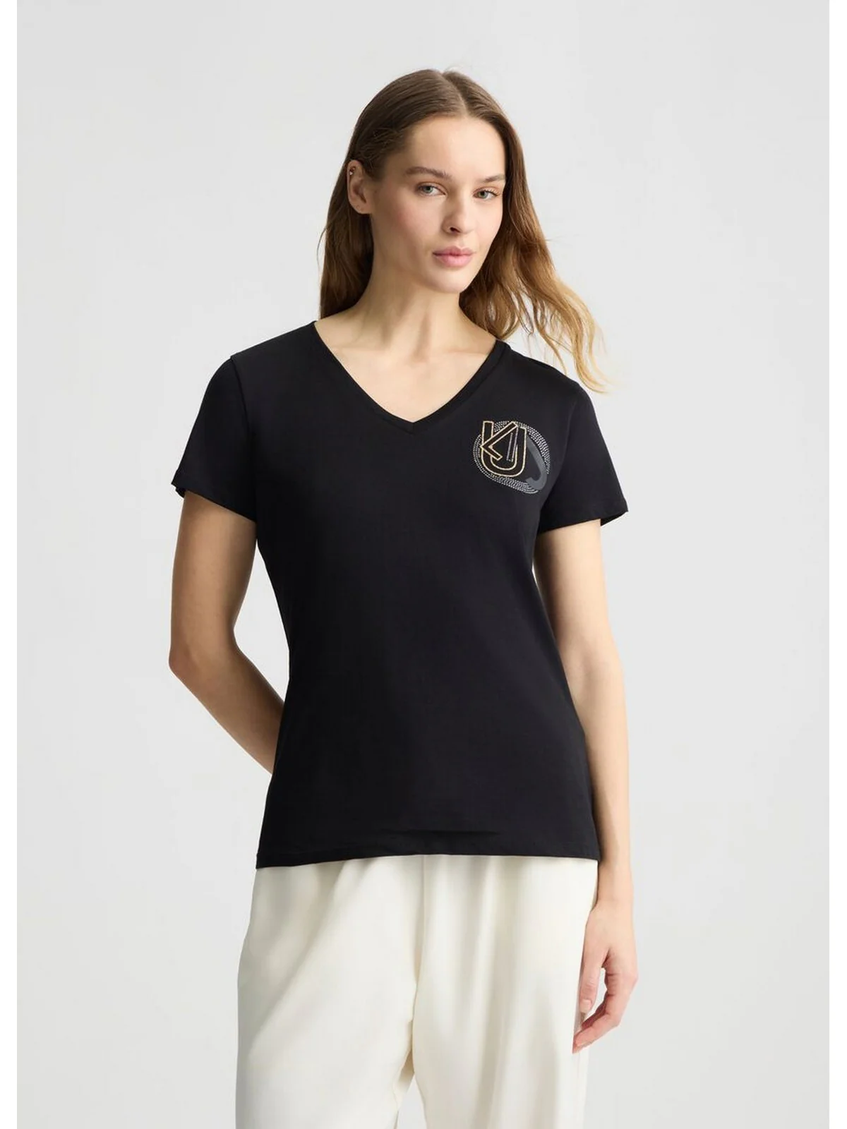 LIU JO SPORT T-shirt Donna  TA5179J6040 M9178 Nero LJ circle - Image 7