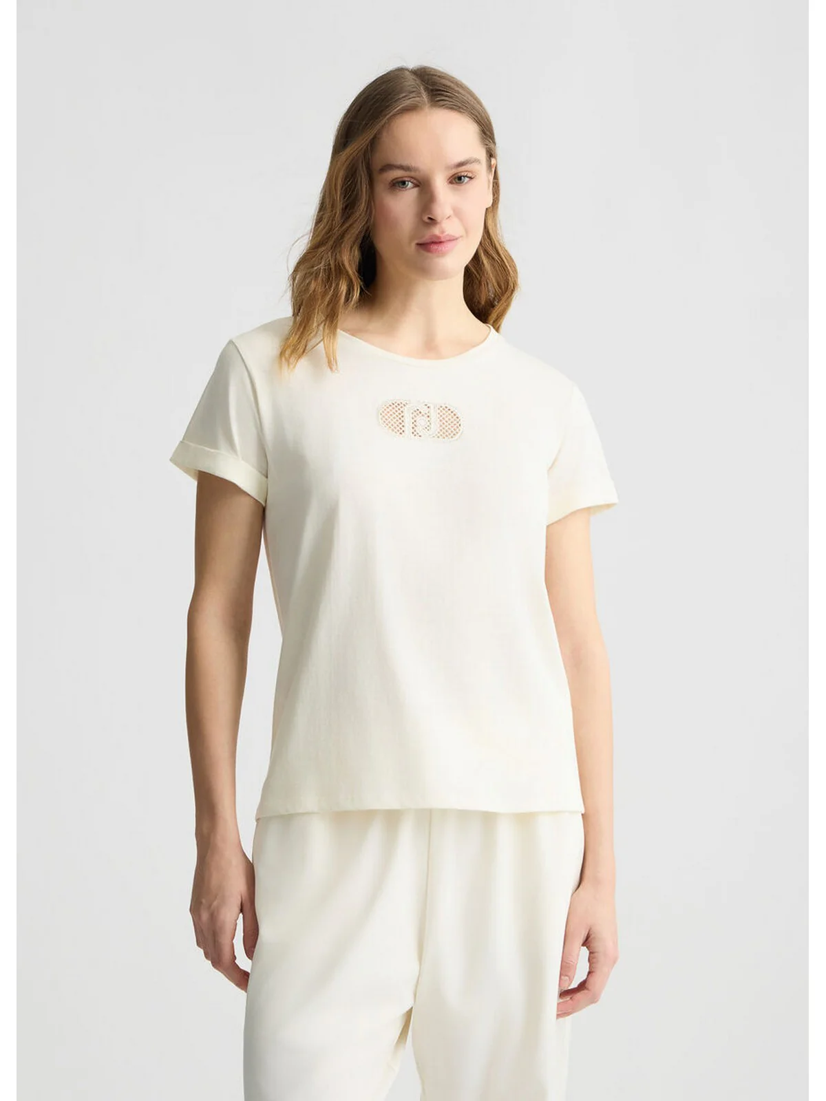 LIU JO SPORT T-shirt Donna  TA5180JS923 M9248 White m.LJ holed - Image 7