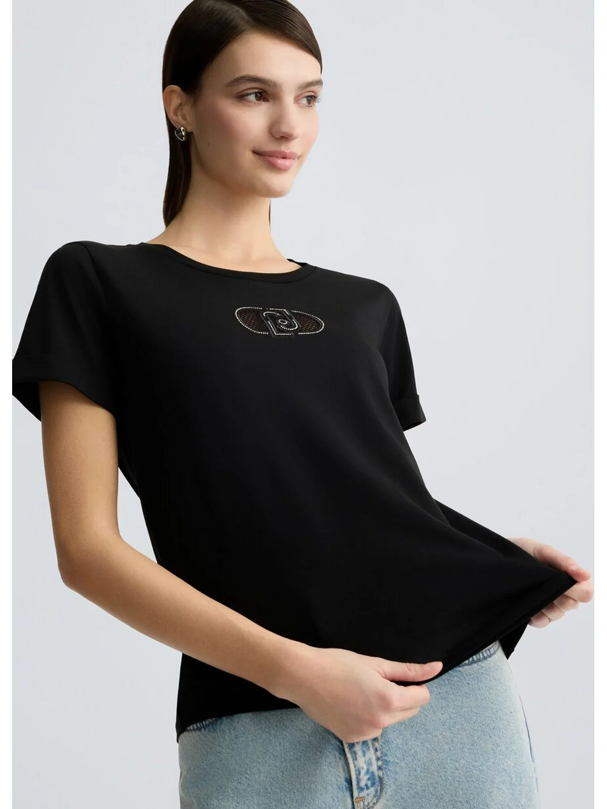LIU JO SPORT T-shirt Donna  TA5180JS923 M9308 Nero/LJ holed - Image 4