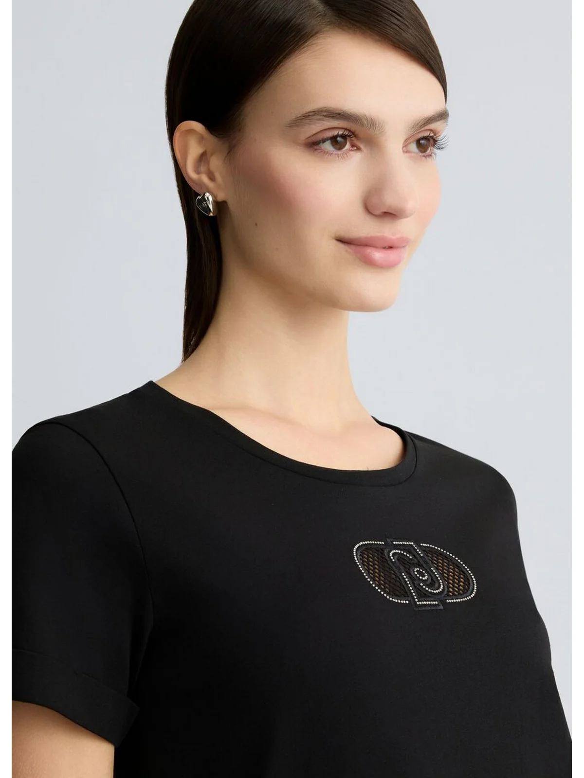 LIU JO SPORT T-shirt Donna  TA5180JS923 M9308 Nero/LJ holed - Image 5