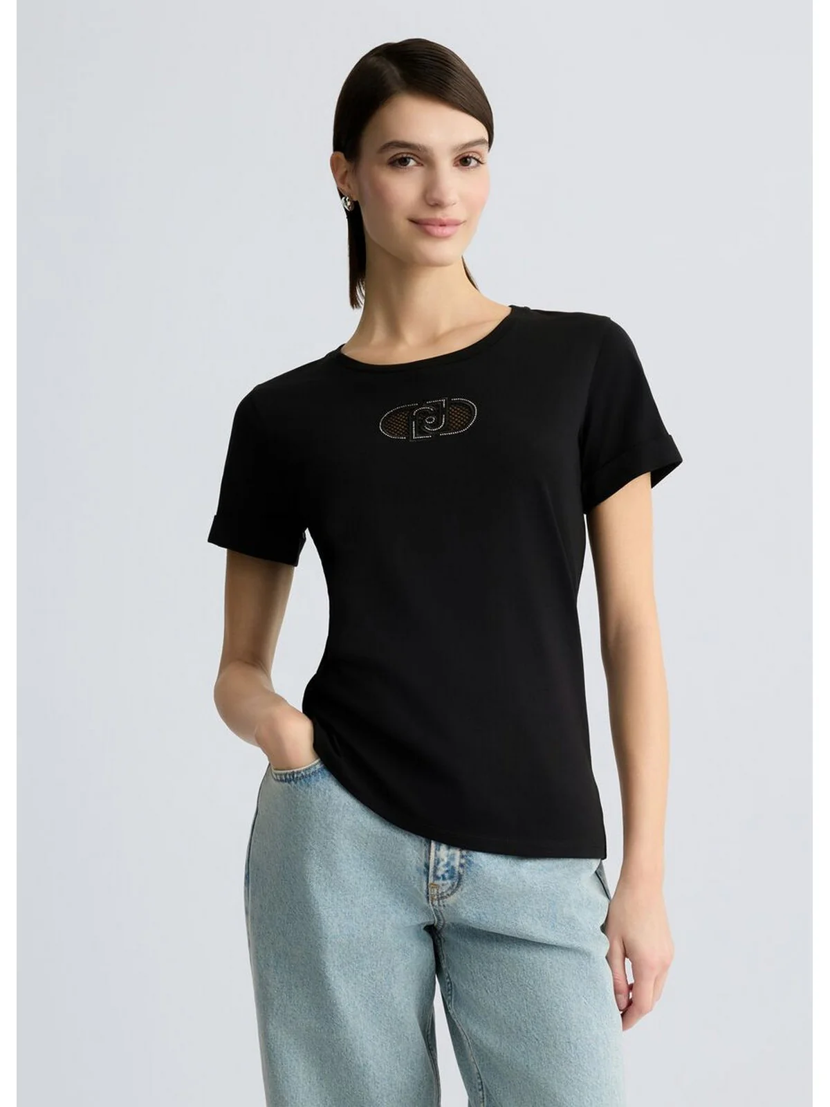 LIU JO SPORT T-shirt Donna  TA5180JS923 M9308 Nero/LJ holed - Image 7