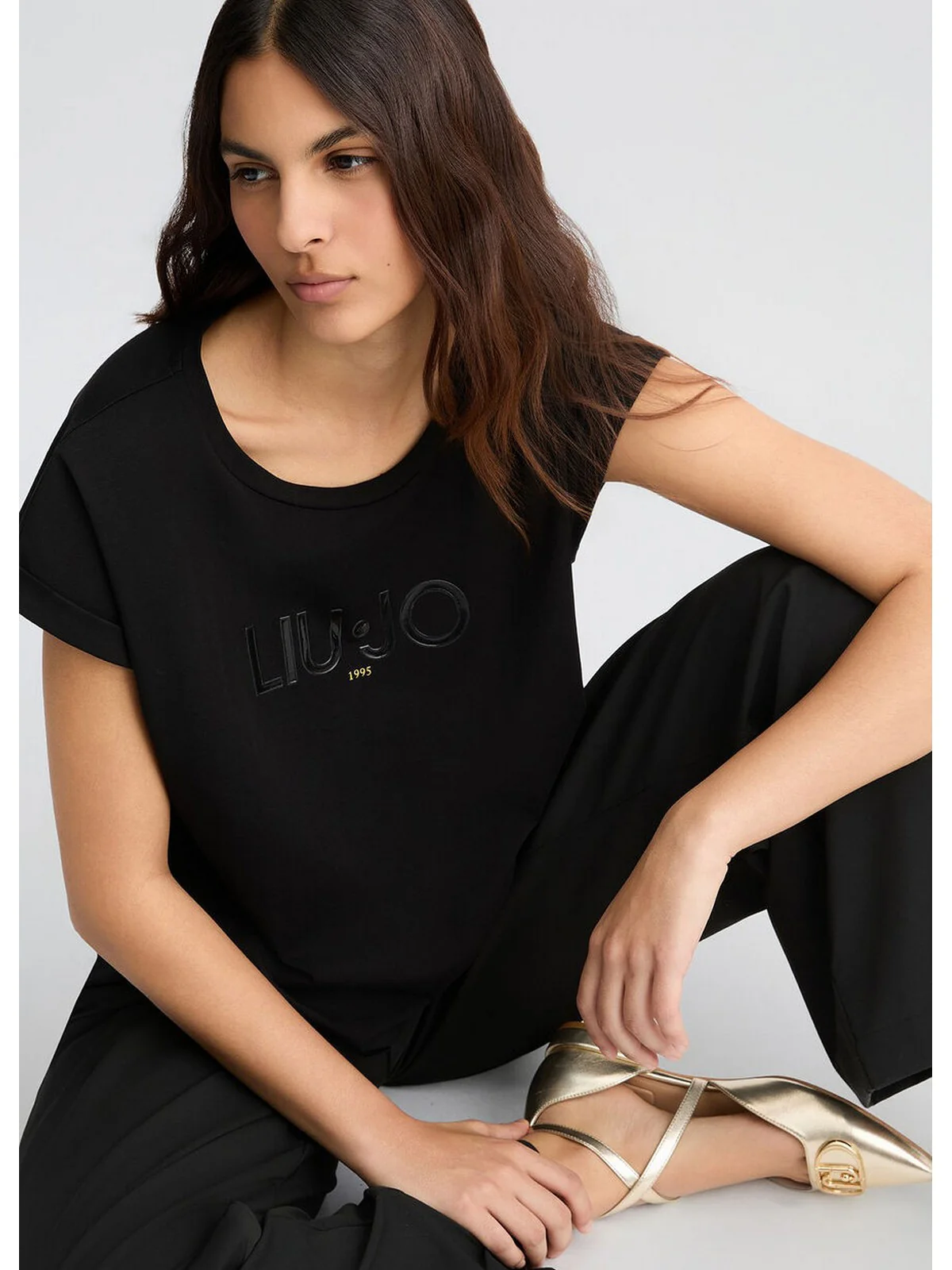 LIU JO SPORT T-shirt Donna  TA5181JS003 W9415 NERO/LIUJO - Image 4