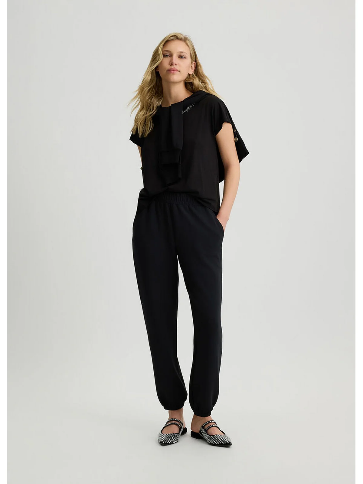 LIU JO SPORT T-shirt Donna TA5268JS005 M9300 Nero/LiuJo words - Image 2