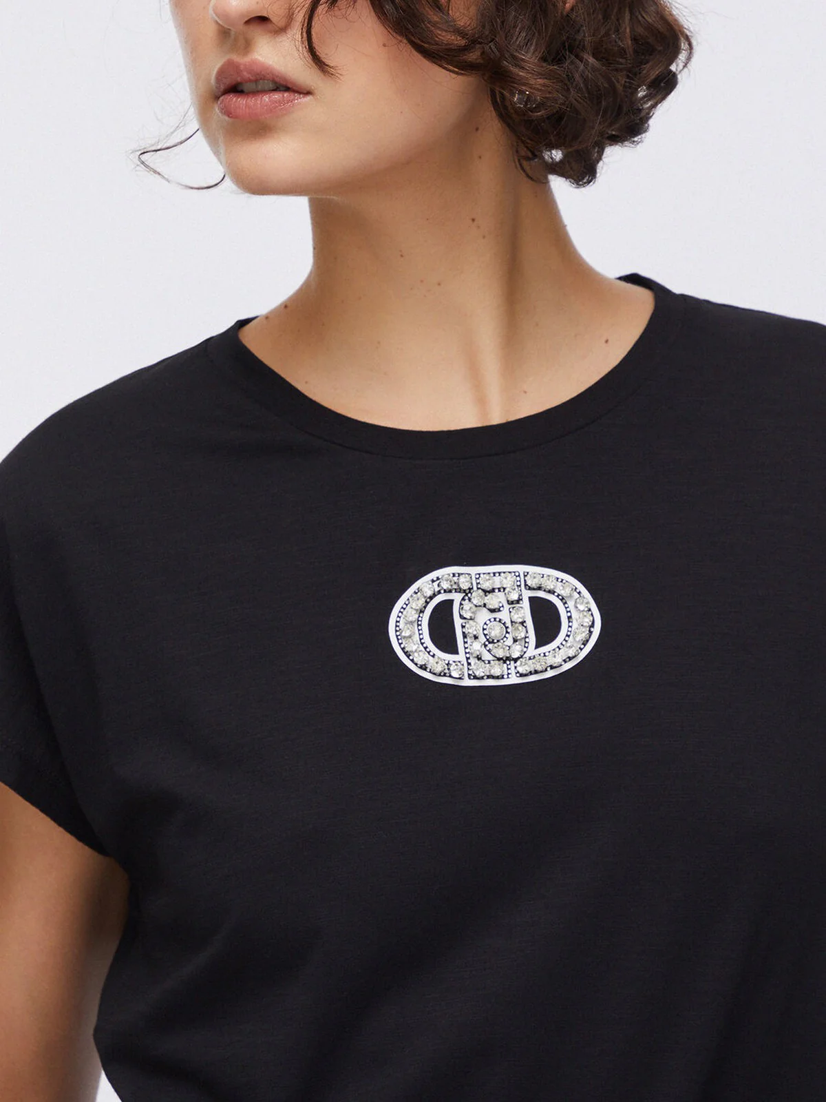 LIU JO SPORT T-shirt Donna  TA6164JS870 P9298 Nero/logo strass - Image 2