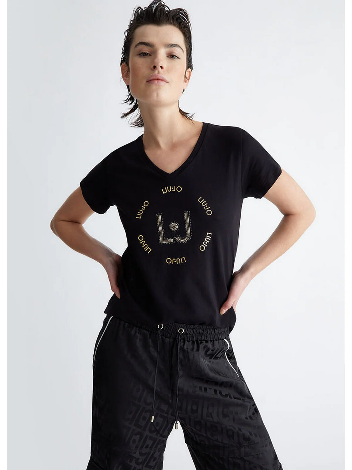 LIU JO SPORT T-Shirt e Polo Donna  TA4137J6040 U9958 Nero - Image 3