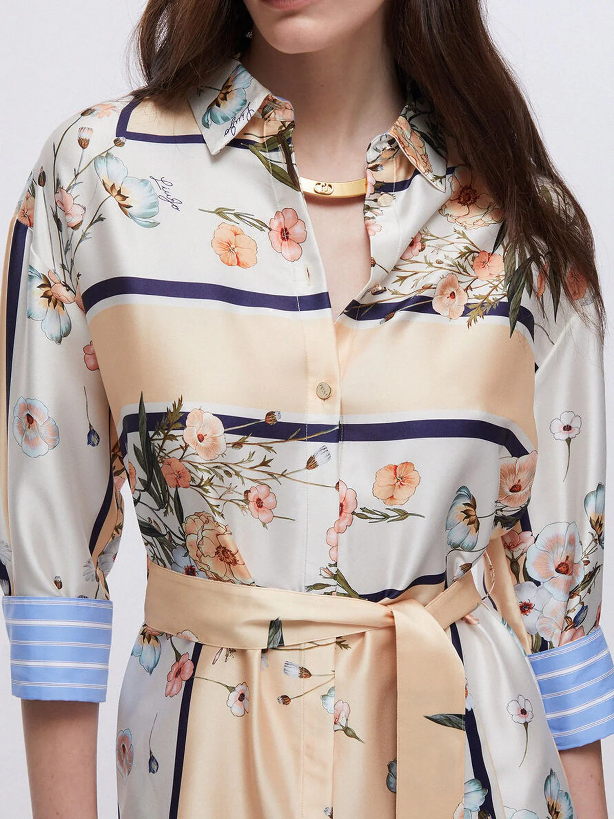 LIU JO WHITE Abito Donna WA6507T2555 P9547 Blu str/bloom.small - Image 3