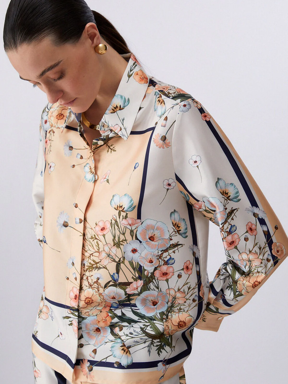 LIU JO WHITE Camicia Donna  WA6357T2555 P9547 Blu str/bloom.small - Image 3