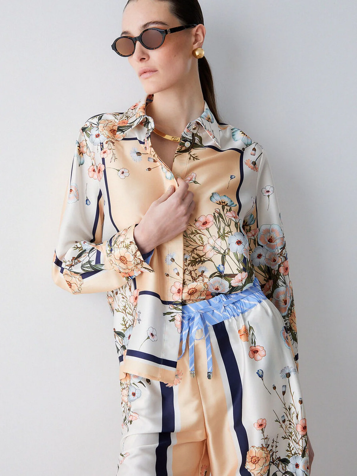 LIU JO WHITE Camicia Donna  WA6357T2555 P9547 Blu str/bloom.small - Image 5