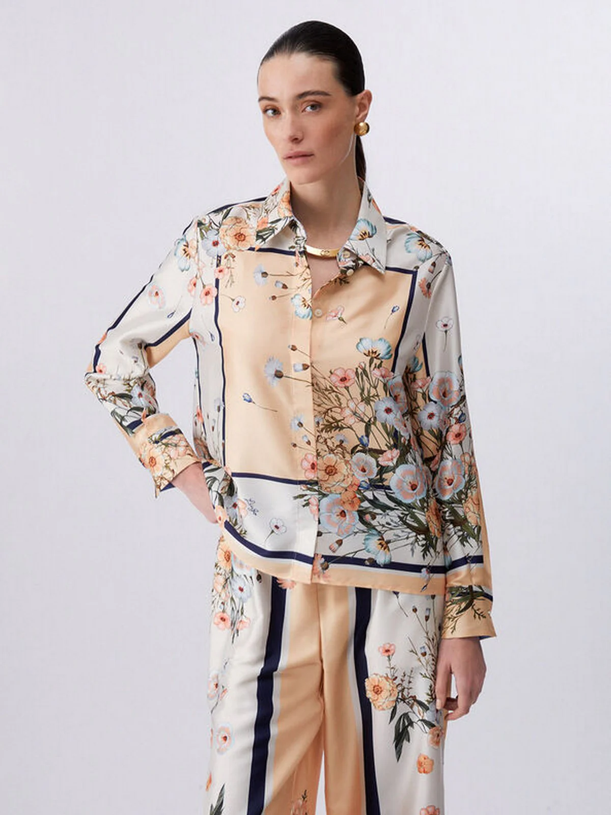 LIU JO WHITE Camicia Donna  WA6357T2555 P9547 Blu str/bloom.small - Image 7