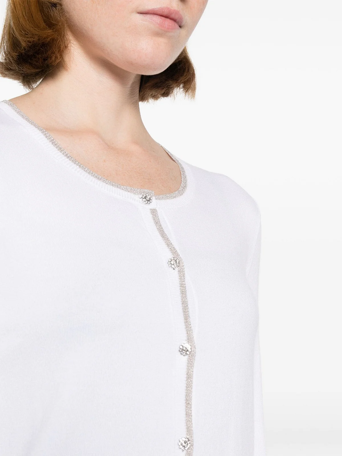 LIU JO WHITE Cardigan Donna  MA4076MS49I 11111 Bianco - Image 5