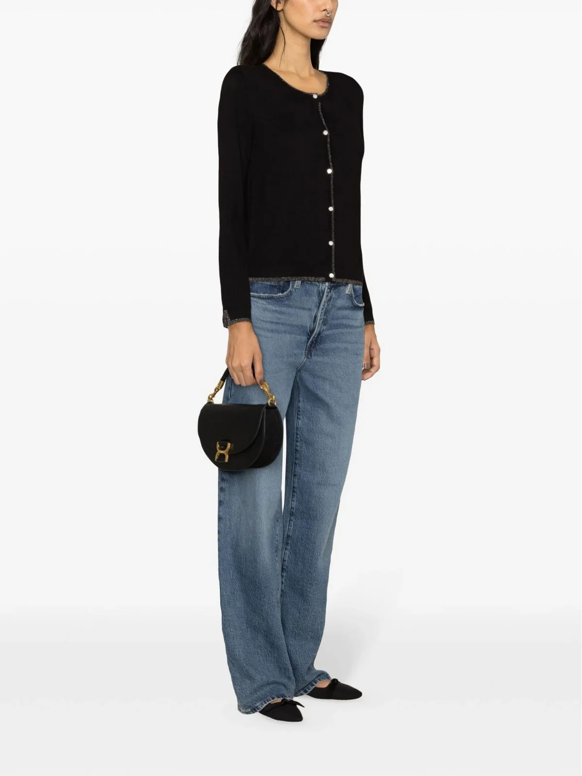 LIU JO WHITE Cardigan Donna MA4076MS49I 22222 Nero - Image 3