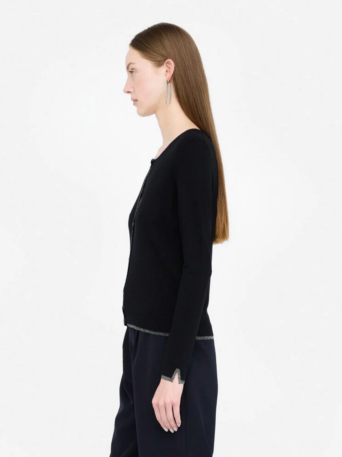 LIU JO WHITE Cardigan Donna MF5225MS49I 22222 Nero - Image 3