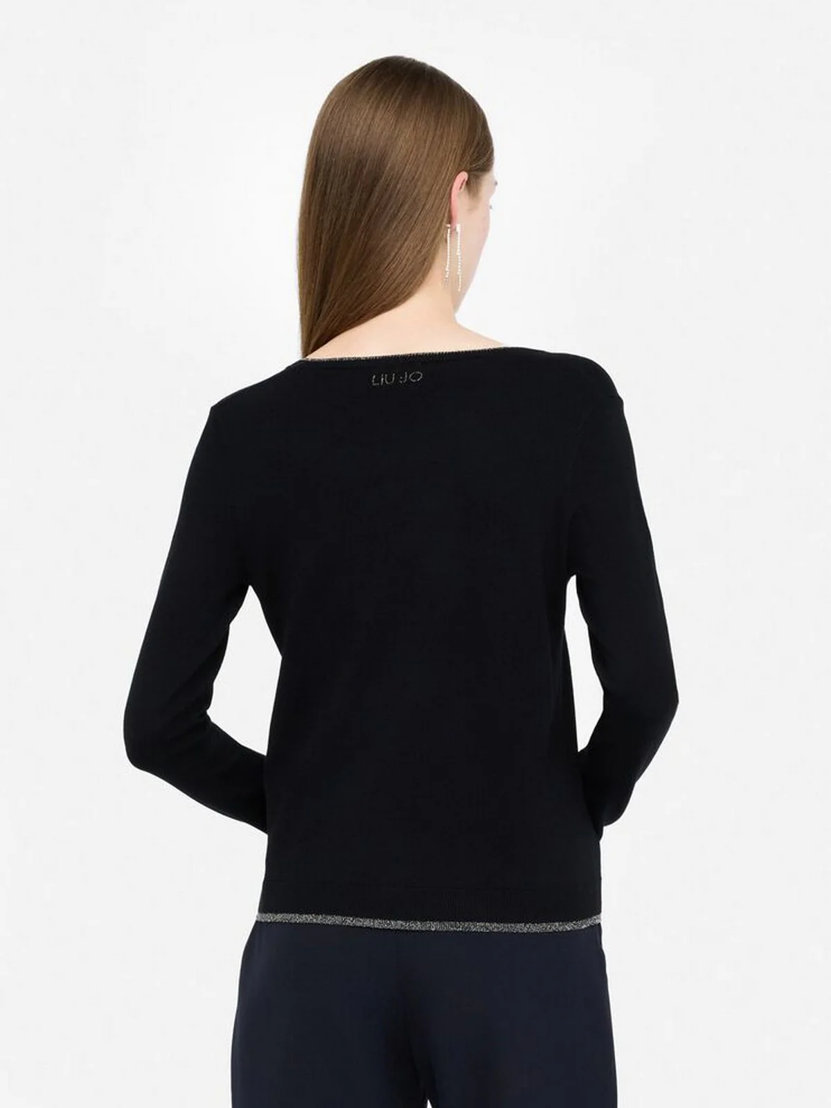 LIU JO WHITE Cardigan Donna MF5225MS49I 22222 Nero - Image 4