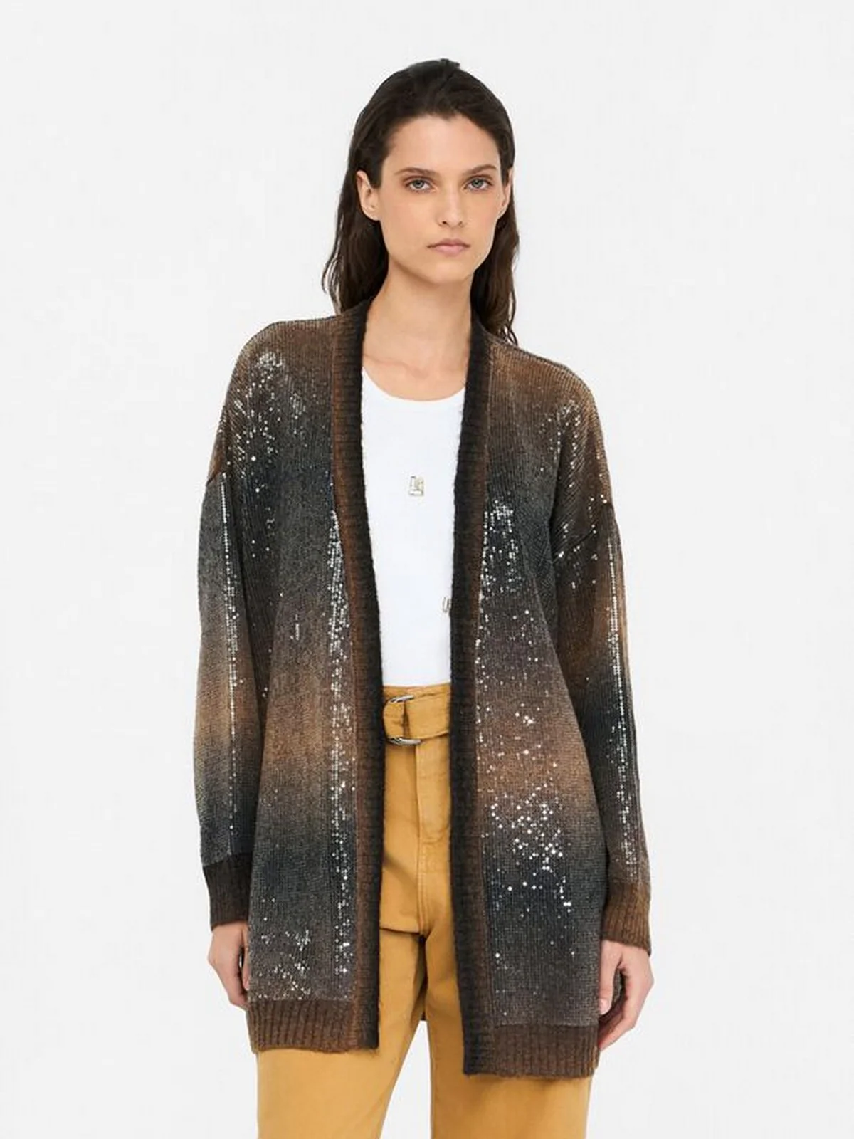 LIU JO WHITE Cardigan Donna  MF5248MA14R S9472 Brown shaded - Image 4