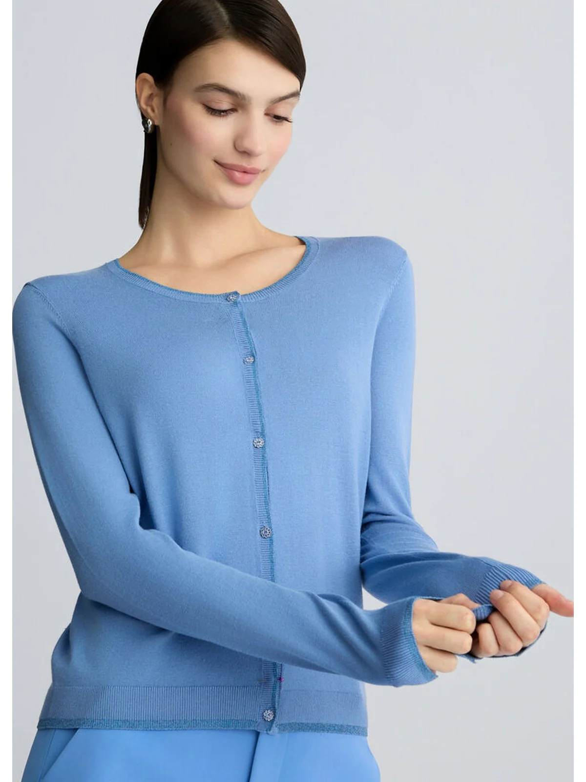 LIU JO WHITE Cardigan Donna  WA5382MS49I 73936 Blu - Image 2