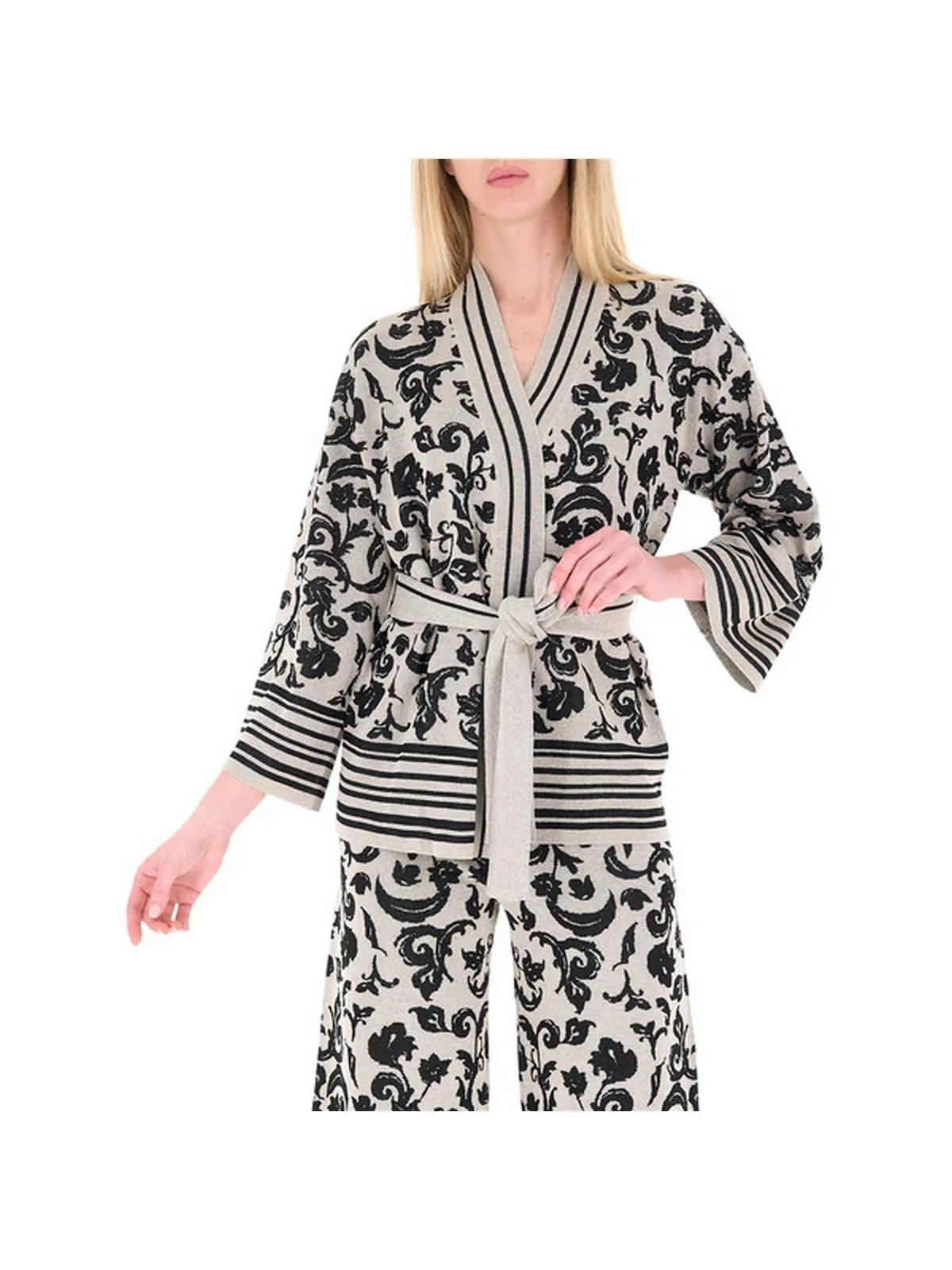 LIU JO WHITE Cardigan Donna  WA6423MA587 P9564 Jacq.arab.white/blac - Image 2