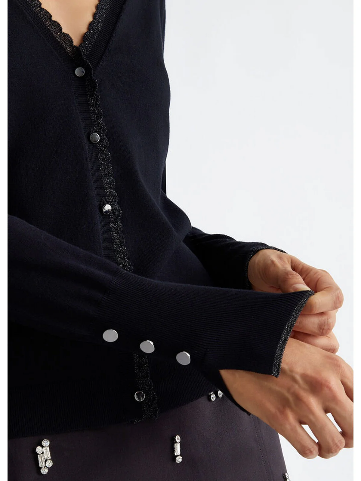 LIU JO WHITE Cardigan Donna  WF4082MS49I 22222 Nero - Image 3