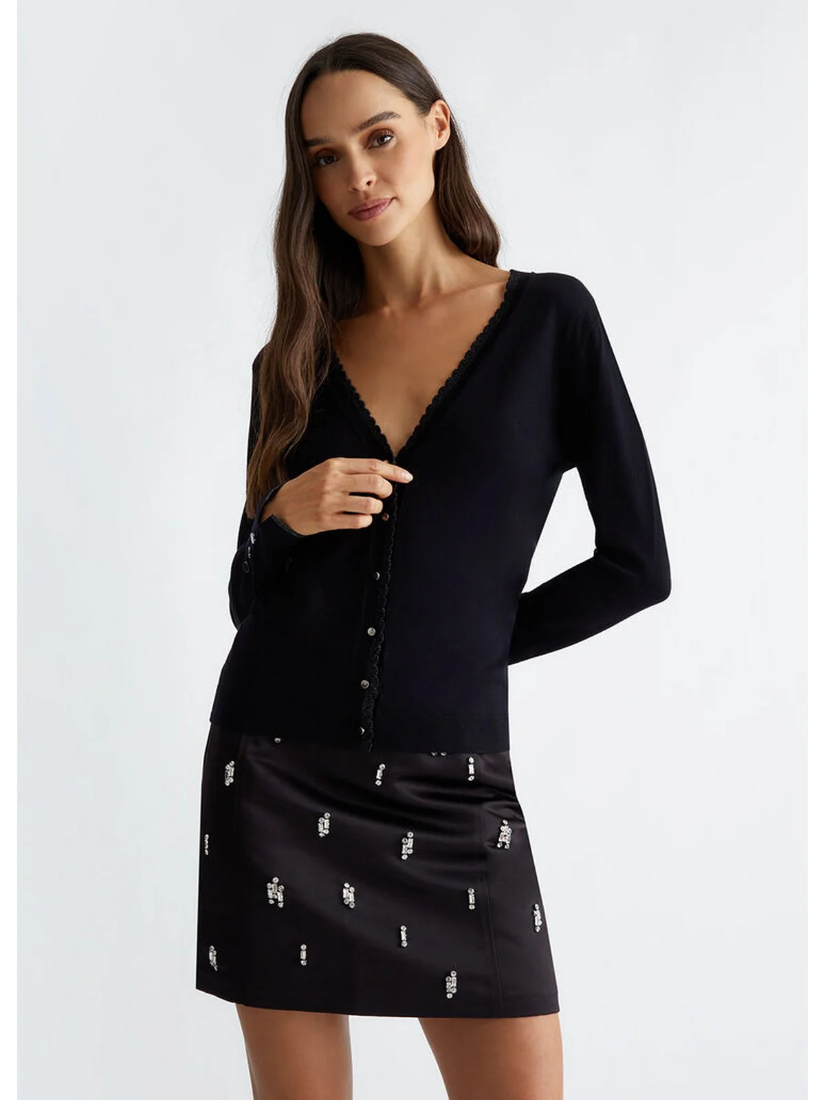 LIU JO WHITE Cardigan Donna  WF4082MS49I 22222 Nero - Image 6