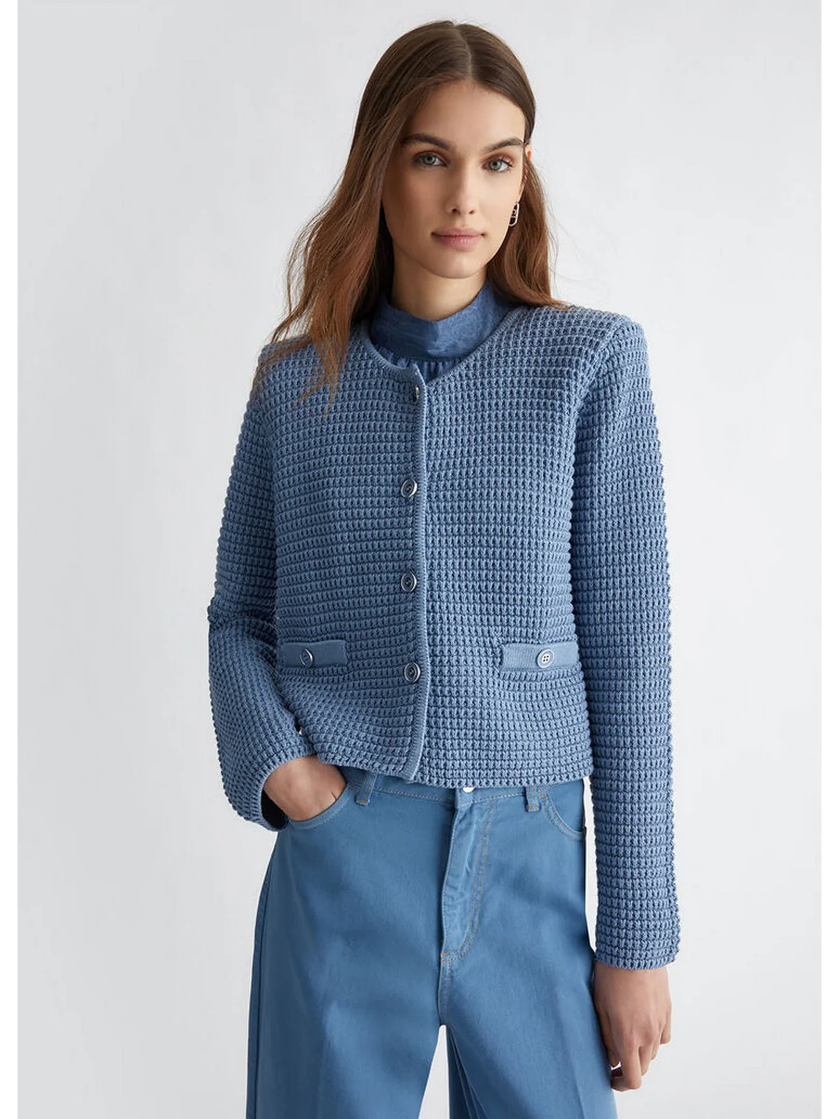 LIU JO WHITE Cardigan Donna  WF4443MS016 74021 Blu - Image 5