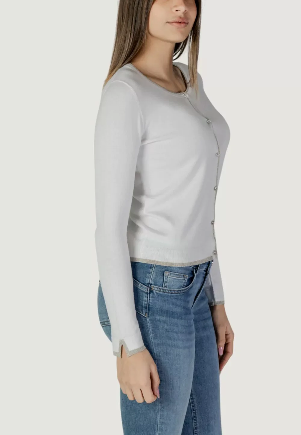 LIU JO WHITE Cardigan Donna  WXX056MS49I 10701 BIANCO LANA - Image 3
