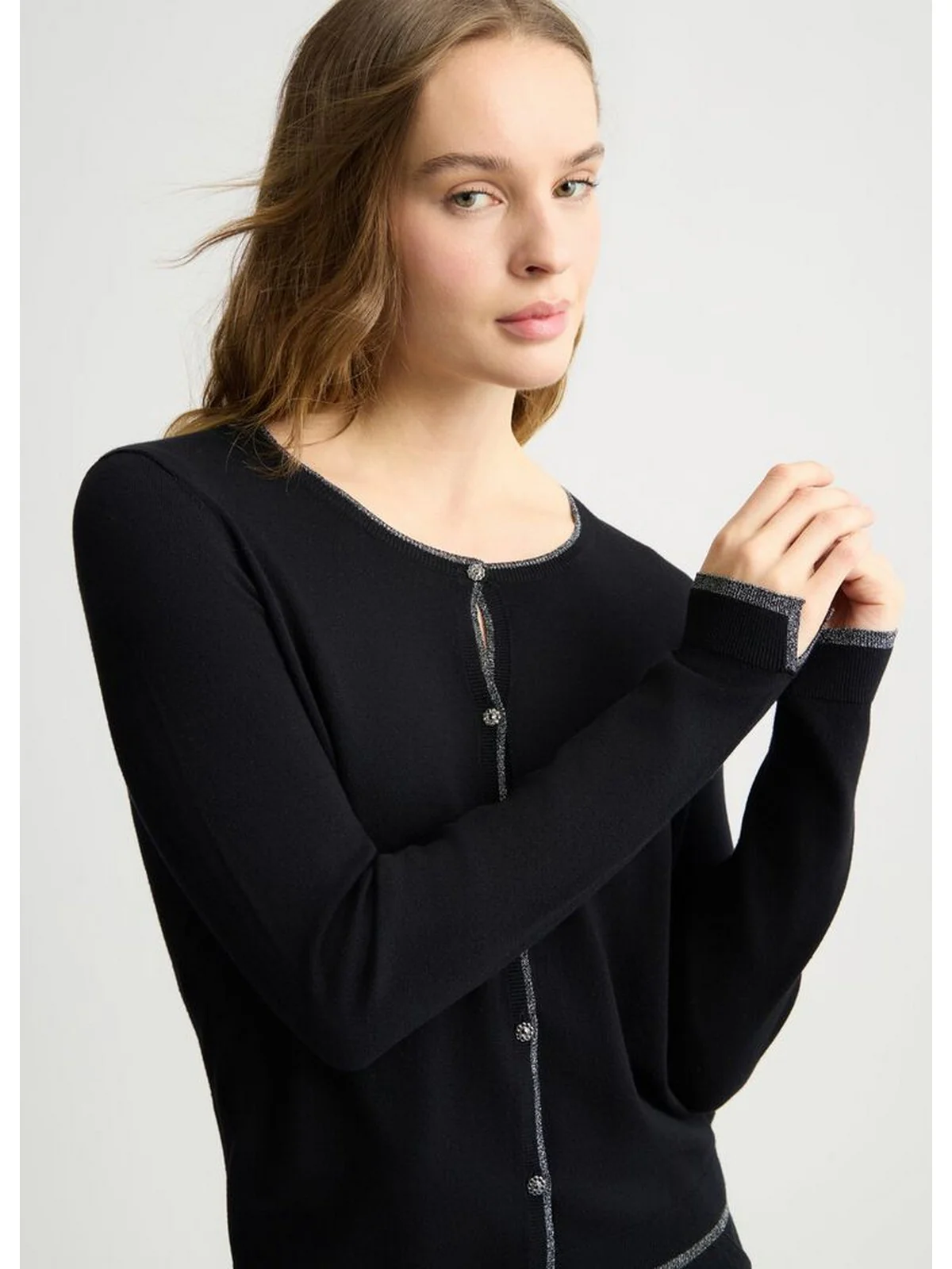 LIU JO WHITE Cardigan Donna WXX056MS49I 22222 NERO - Image 4