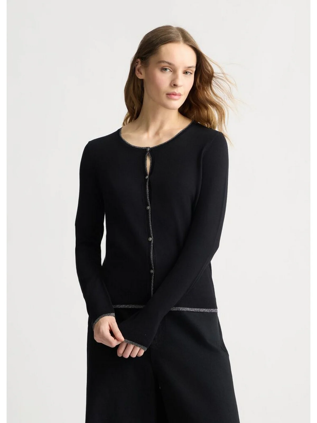 LIU JO WHITE Cardigan Donna WXX056MS49I 22222 NERO - Image 7