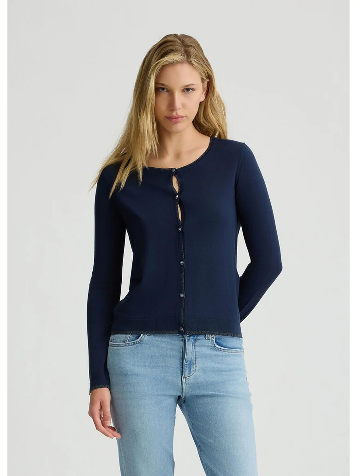 LIU JO WHITE Cardigan Donna  WXX056MS49I 93921 BLU NAVY - Image 2