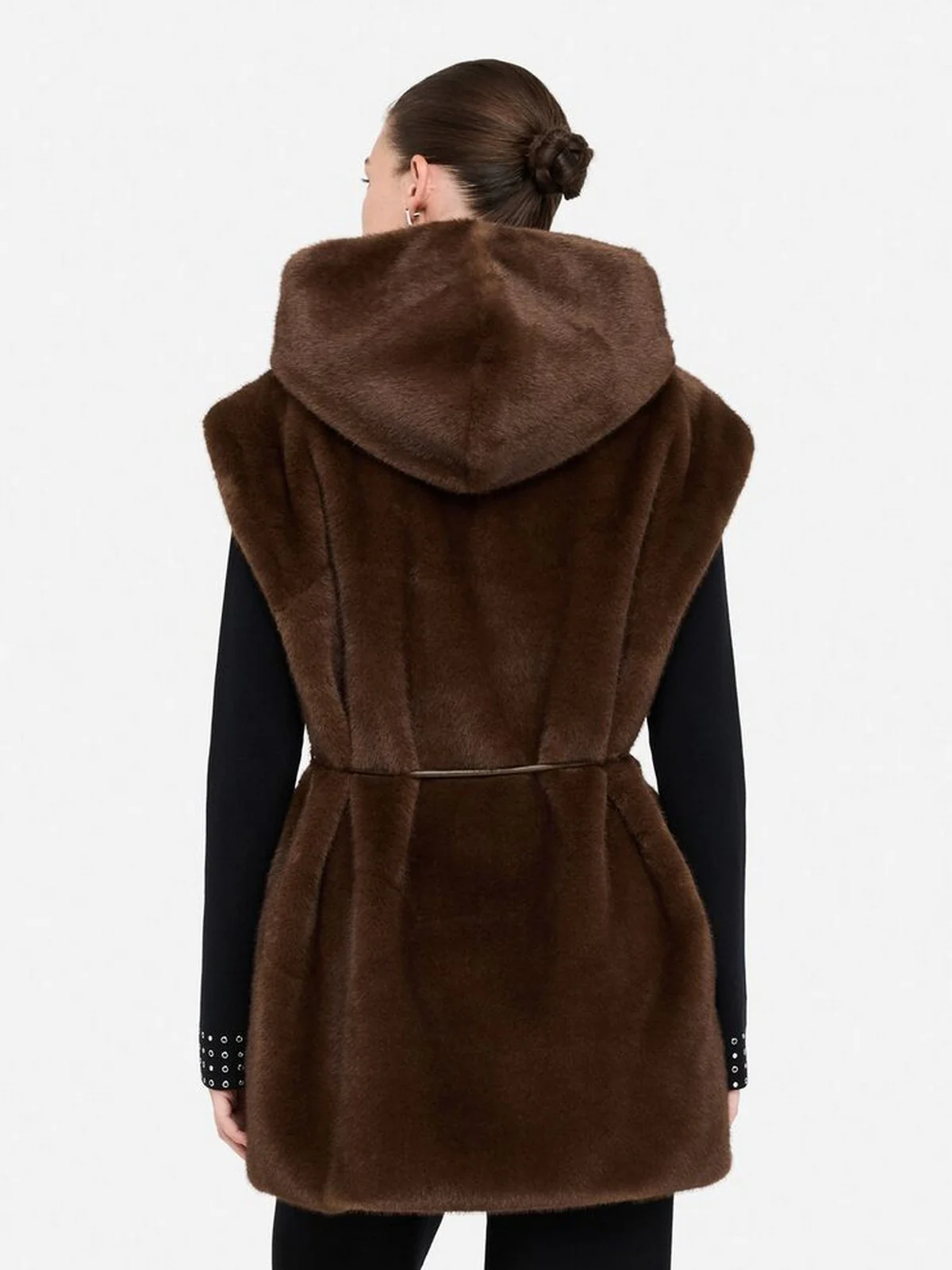 LIU JO WHITE Gilet Donna  MF5364E1044 90915 CIOCCOLATO - Image 5
