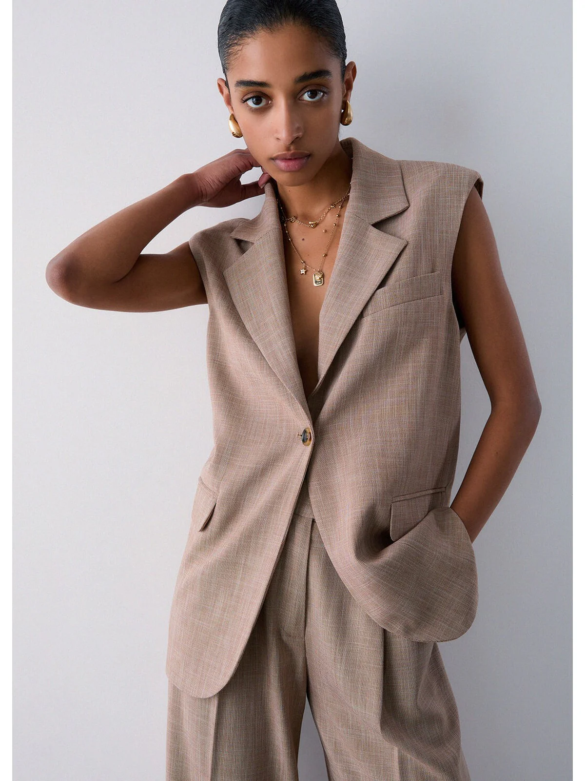 LIU JO WHITE Gilet Donna WA6165T332A 02153 Biscotto mel. - Image 4