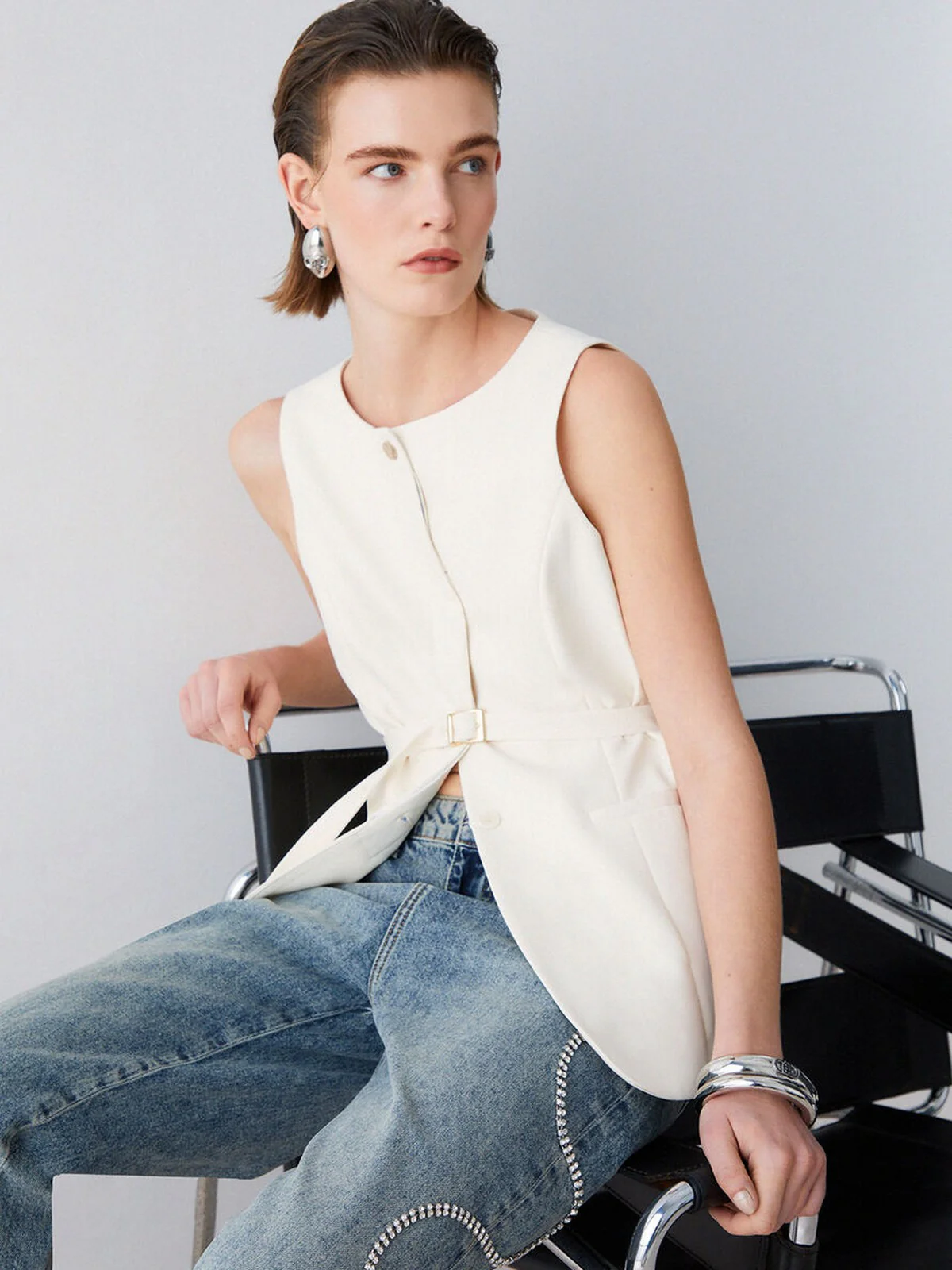 LIU JO WHITE Gilet Donna WA6209TS896 X0760 light panna - Image 4