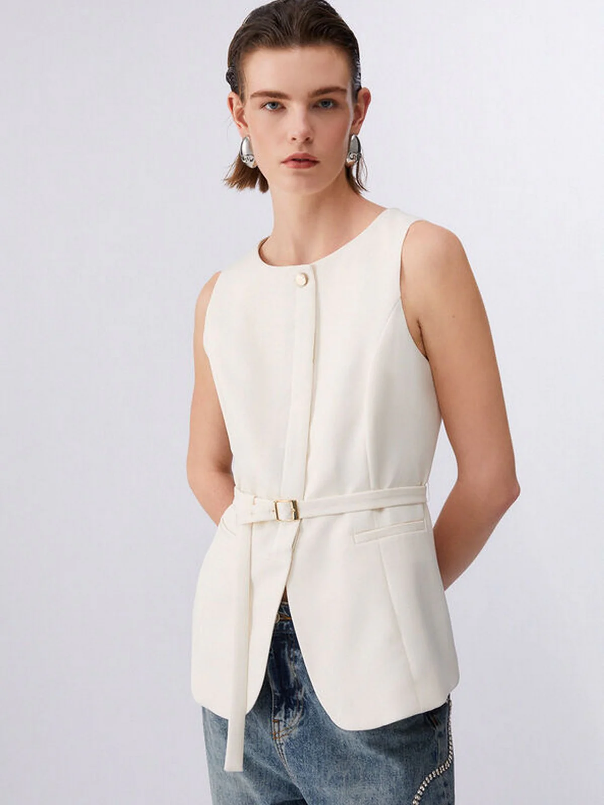 LIU JO WHITE Gilet Donna WA6209TS896 X0760 light panna - Image 7