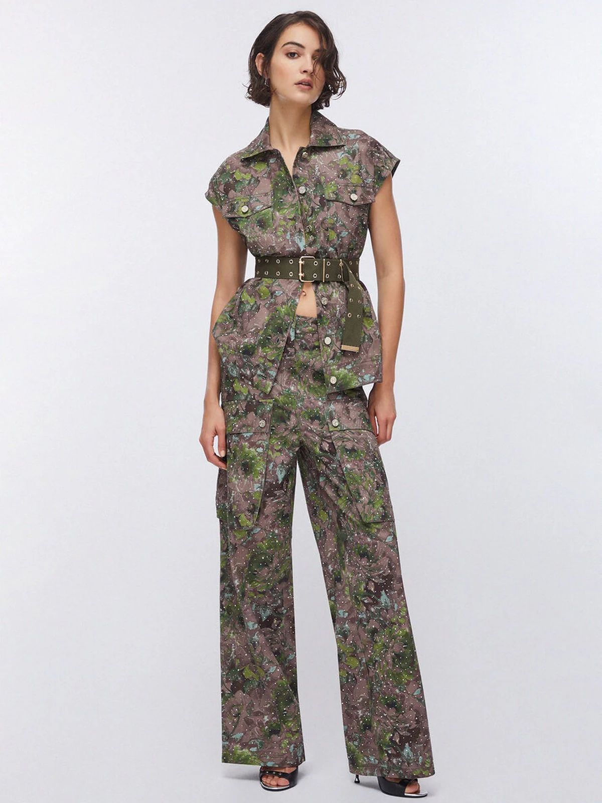 LIU JO WHITE Gilet Donna  WA6341T433A P9360 Dk.olive comouflower - Image 2