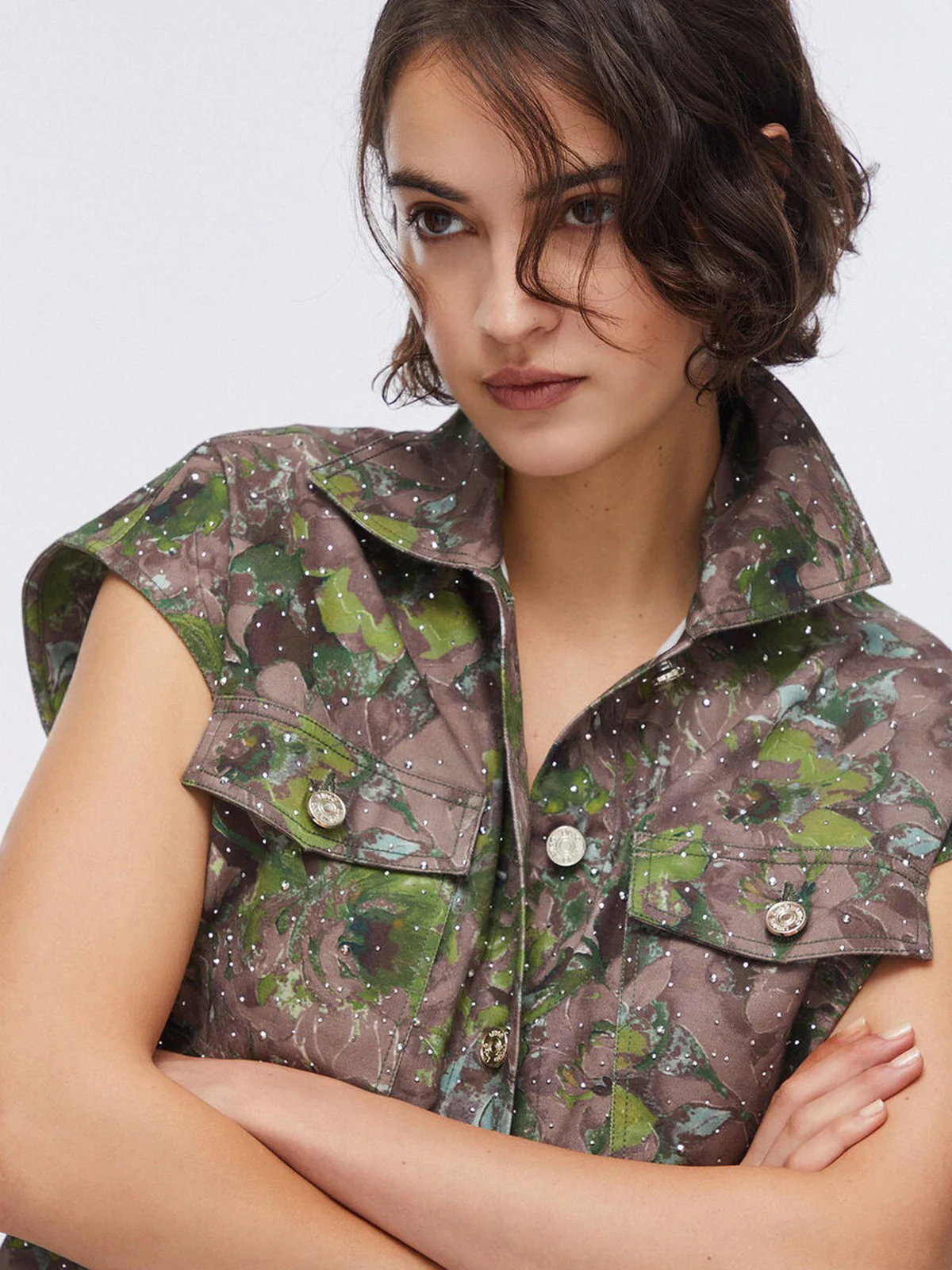 LIU JO WHITE Gilet Donna  WA6341T433A P9360 Dk.olive comouflower - Image 3