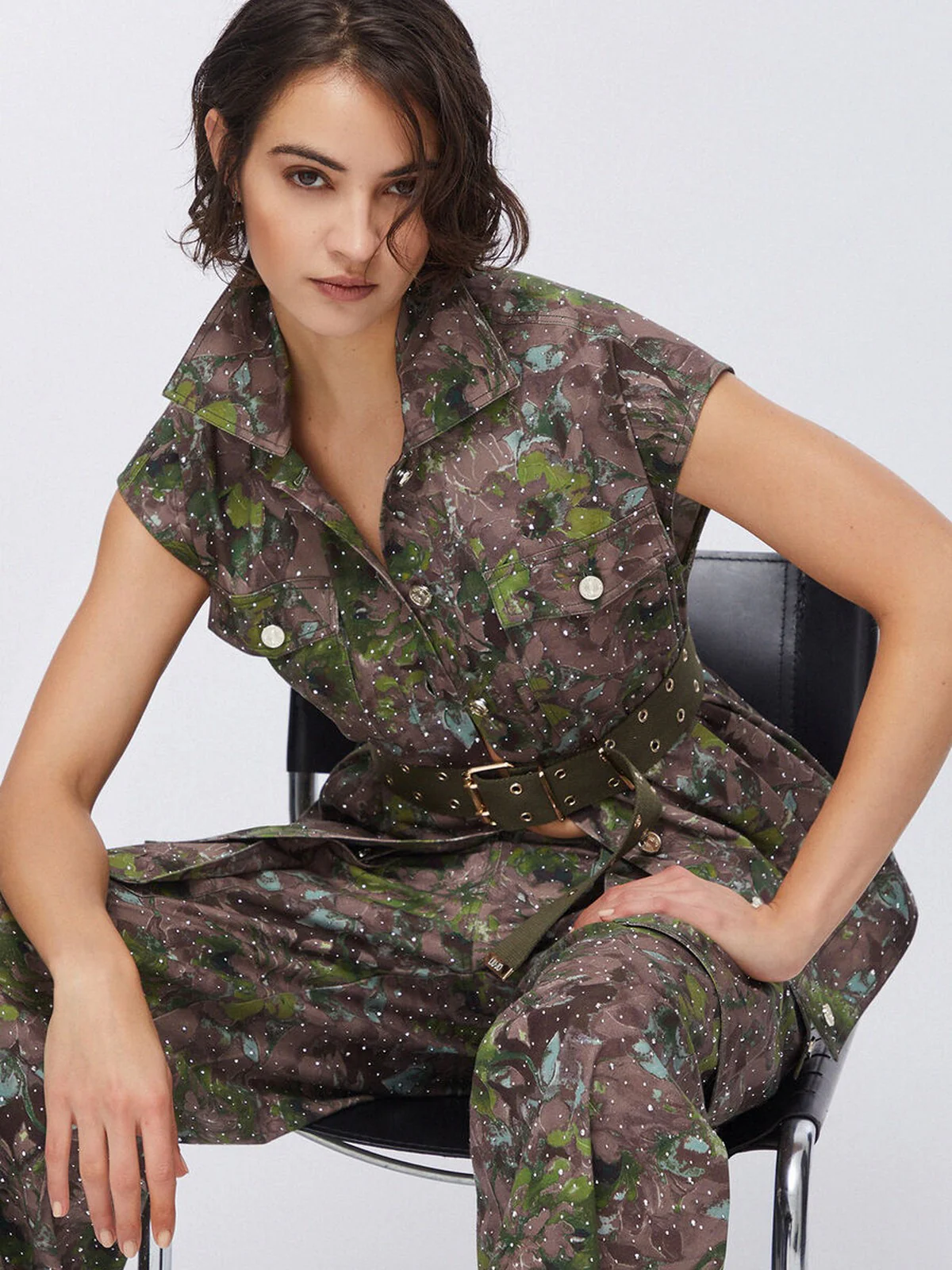 LIU JO WHITE Gilet Donna  WA6341T433A P9360 Dk.olive comouflower - Image 5