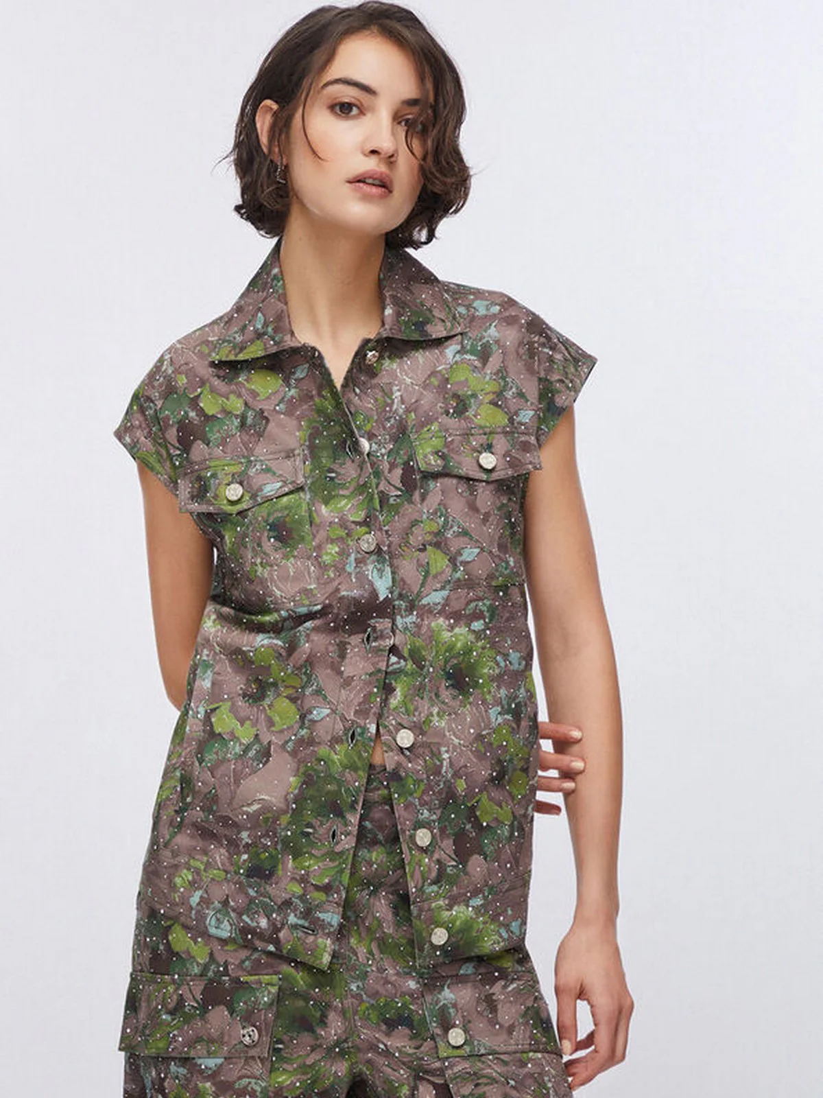 LIU JO WHITE Gilet Donna  WA6341T433A P9360 Dk.olive comouflower - Image 7