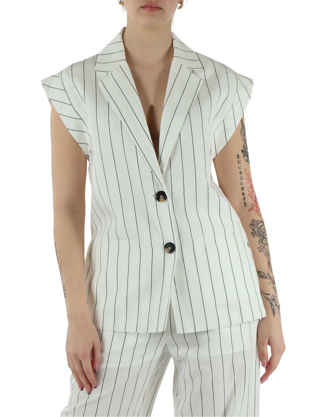 LIU JO WHITE Gilet Donna  WA6369T4818 03Q45 BIANCO LANA/NERO - Image 2