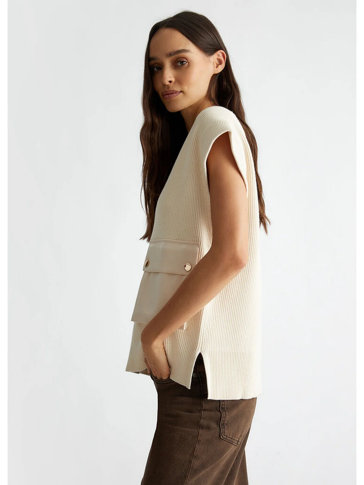 LIU JO WHITE Gilet Donna  WF4474MS99E 20304 Beige - Image 4