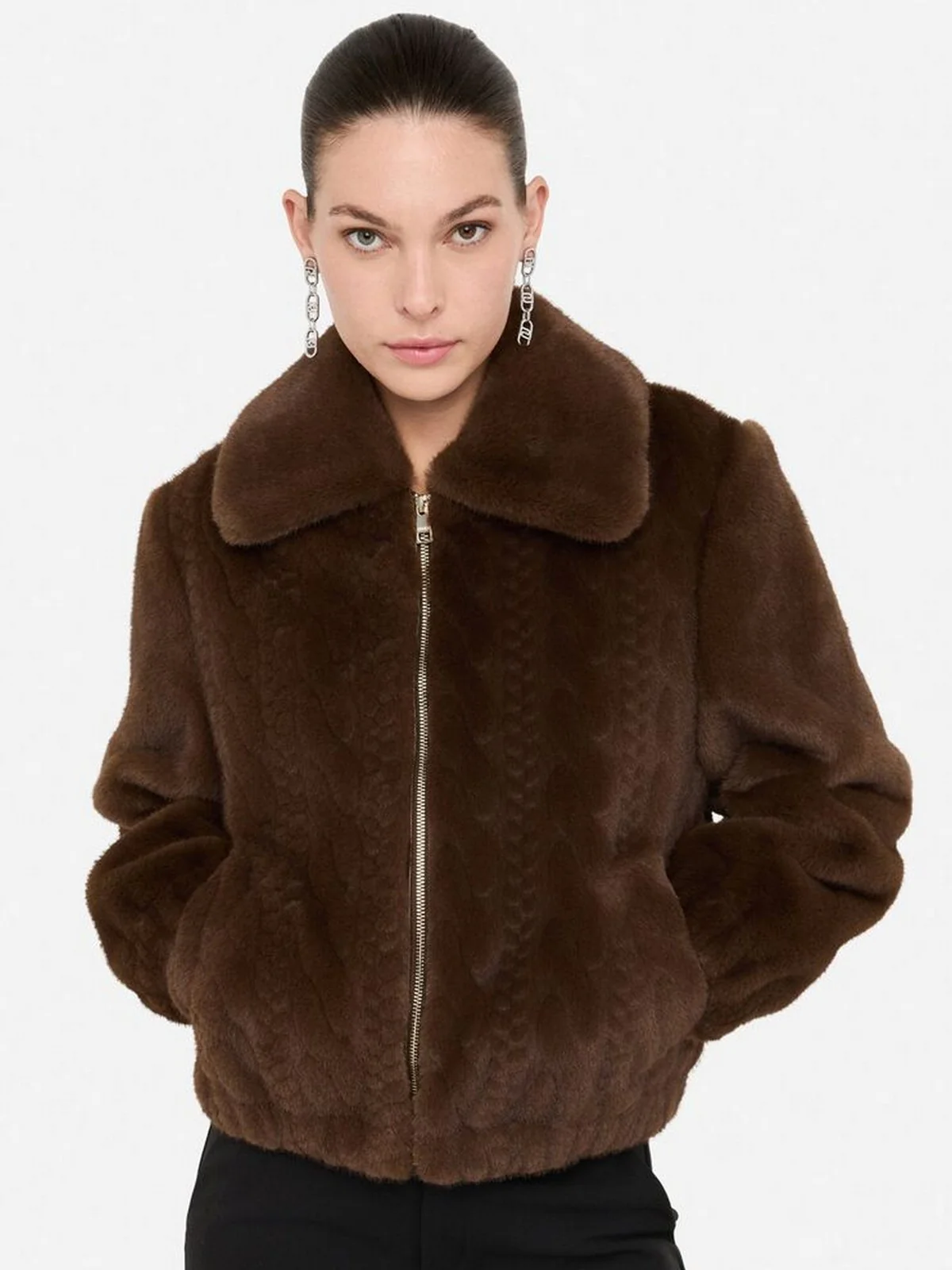 LIU JO WHITE Giubbino Donna  MF5094E1044 90915 CIOCCOLATO - Image 3