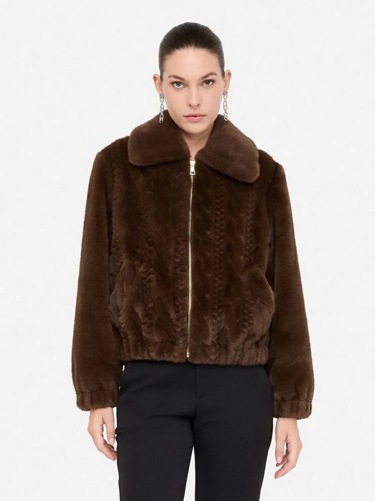 LIU JO WHITE Giubbino Donna  MF5094E1044 90915 CIOCCOLATO - Image 6