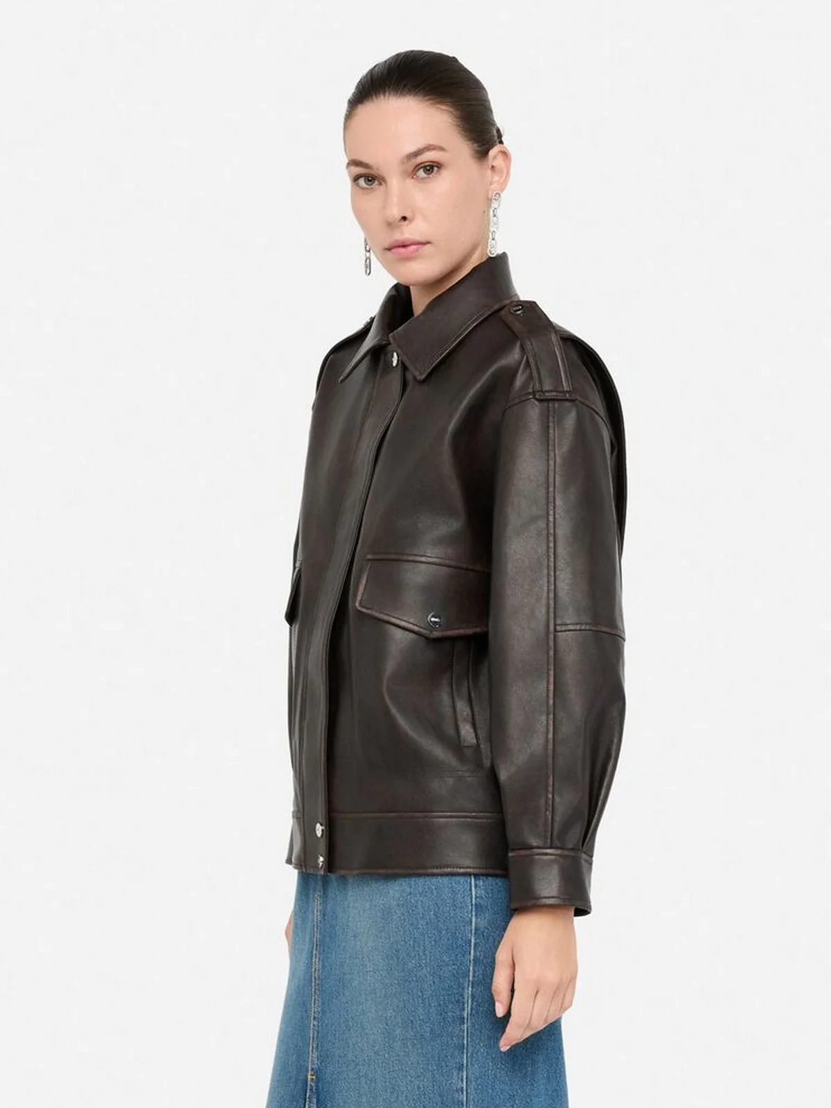 LIU JO WHITE Giubbino Donna  MF5097E1051 X0558 Light chocolate - Image 3