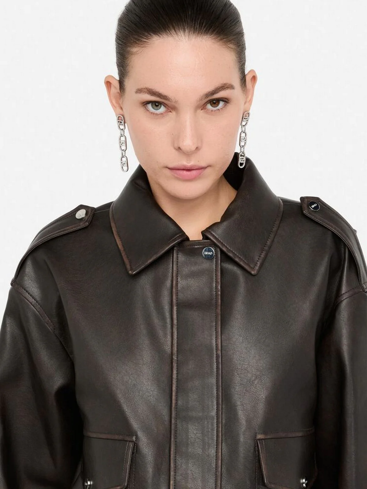LIU JO WHITE Giubbino Donna  MF5097E1051 X0558 Light chocolate - Image 4