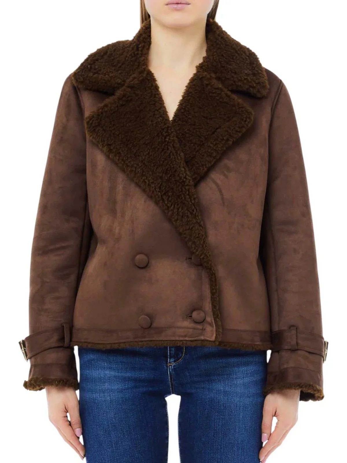 LIU JO WHITE Giubbino Donna  MF5334E0911 90915 CIOCCOLATO - Image 3