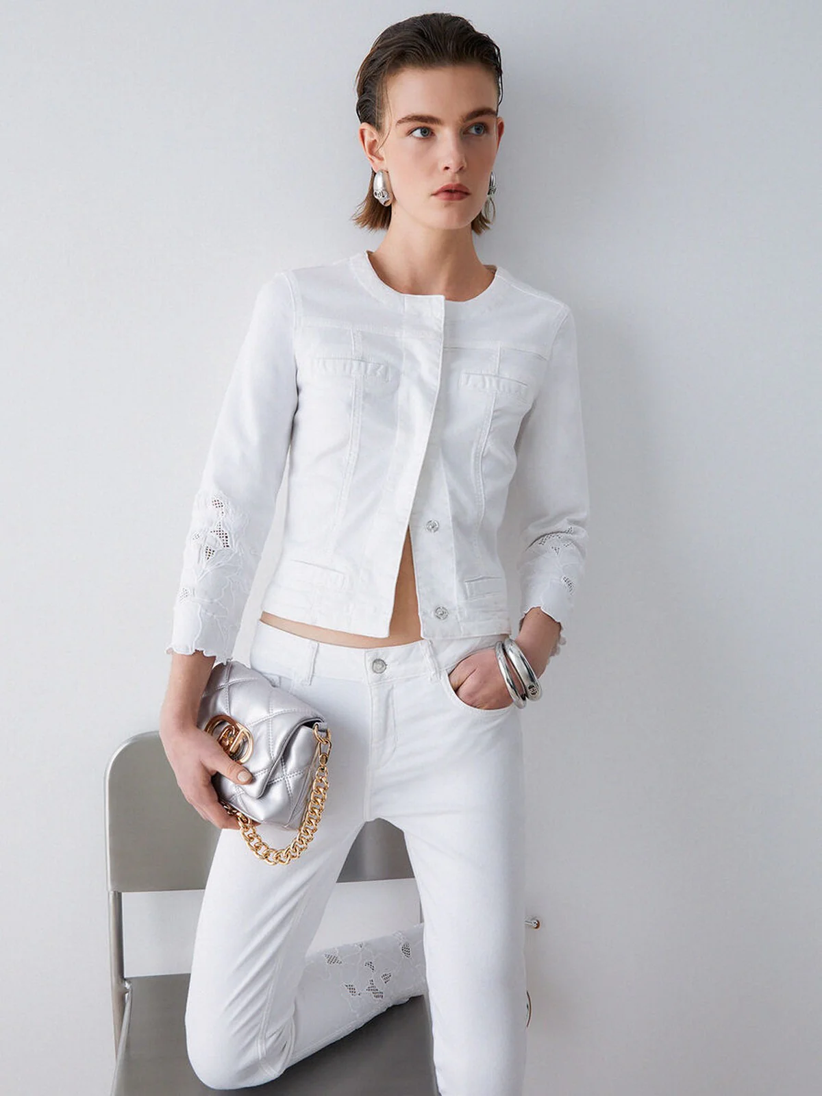 LIU JO WHITE Giubbino Donna  WA6262T367A P9255 Bco ottico ric.flowe - Image 4