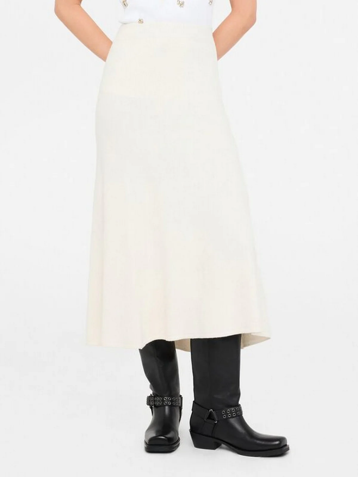 LIU JO WHITE Gonna Donna  MF5295MA27R W9167 Bianco lana met. - Image 5