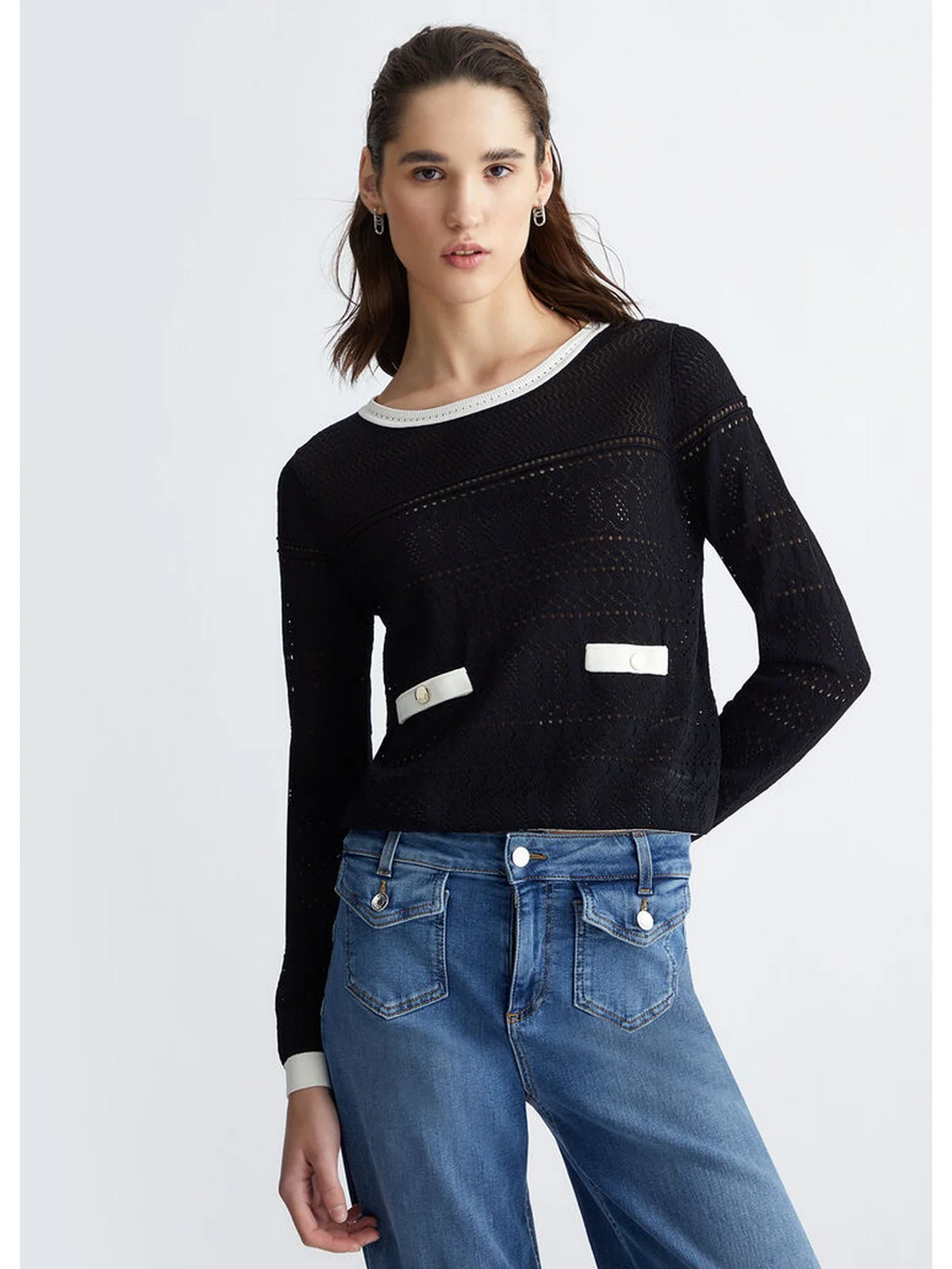 LIU JO WHITE Maglia Donna MA4053MS52N C3415 Nero - Image 3