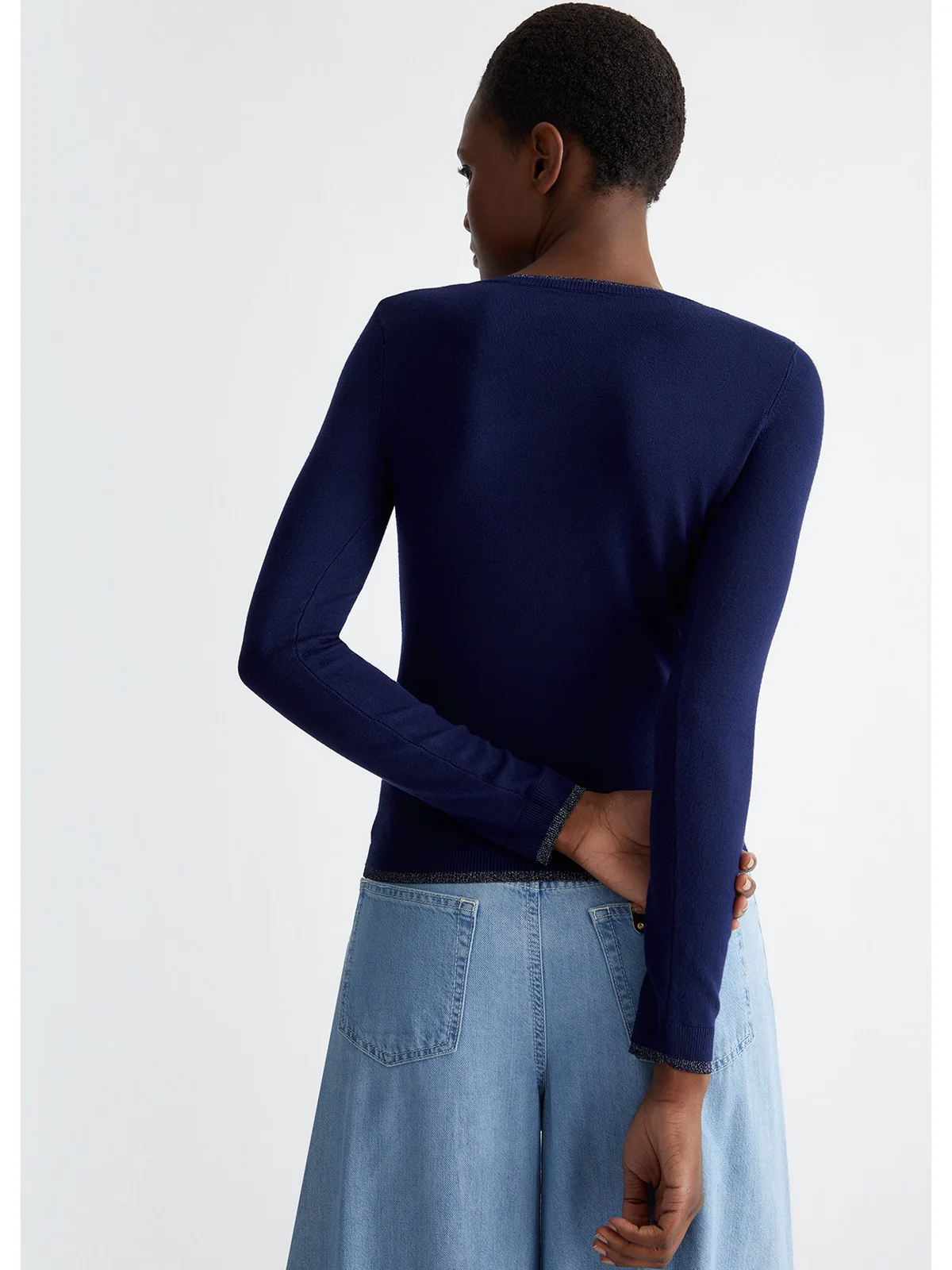 LIU JO WHITE Maglia Donna  MA4073MS49I 93831 Blu - Image 3